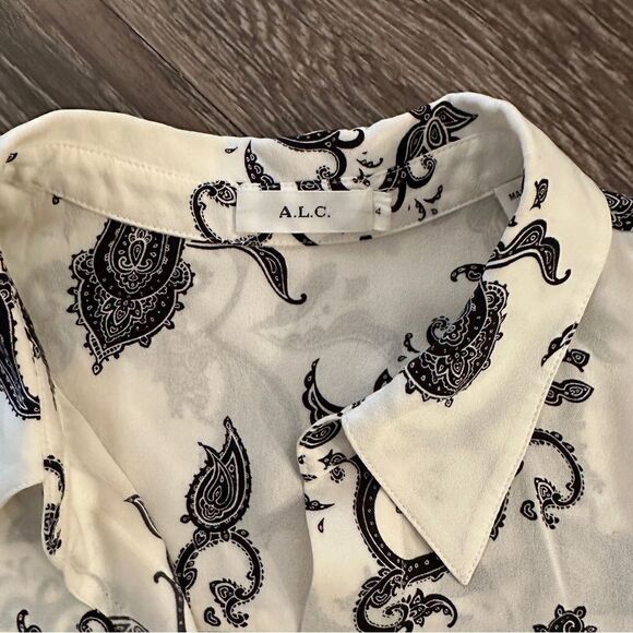 A.L.C. Scott Button-Front Long-Sleeve Silk Blouse - Picture 5 of 7